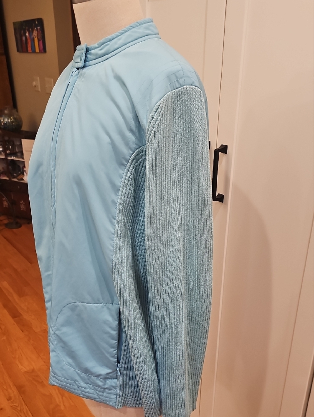 Sigrid Olsen Soft Light Blue /  Teal Green Zip-Front Jacket Size 1X - Picture 4 of 10